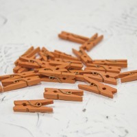 Прищепки деревянные ОРАНЖЕВЫЕ 2,5 см, 24 шт